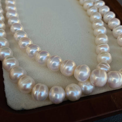 Natürliche Süßwasserperlen Strang｜Runde Perlen mit Taille Linie｜DIY Schmuckherstellung Halskette Armband Ohrringe Material