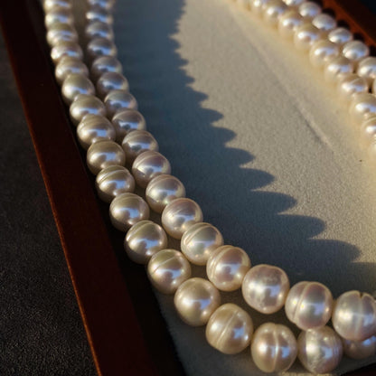 Natürliche Süßwasserperlen Strang｜Runde Perlen mit Taille Linie｜DIY Schmuckherstellung Halskette Armband Ohrringe Material