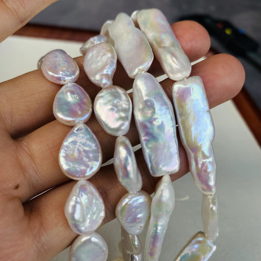 Natürliche Barockperlen Strang · Tropfenform & Rechteckform · 36 cm · 10–16 mm · Ungewöhnliche Perlen für Schmuckherstellung DIY Boho