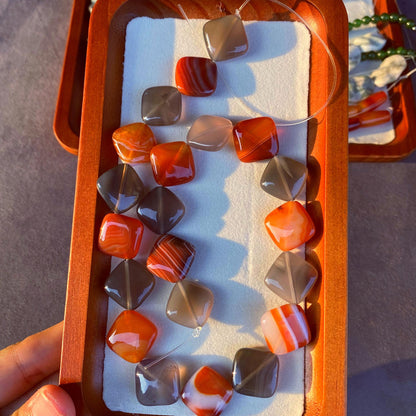 Naturstein Perlenstränge für DIY Schmuck · 7 Varianten Achat Jade Amazonit Jaspis Karneol · Handpolierte Edelsteinperlen 38cm