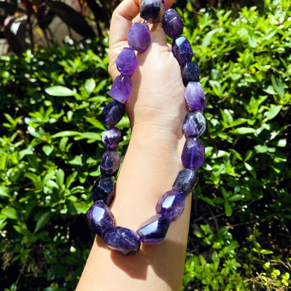 Uruguay Amethyst Nuggets Tiefviolett Große 16–20mm Unregelmäßiger Schliff Edelstein Perlen mit Loch für DIY Schmuck