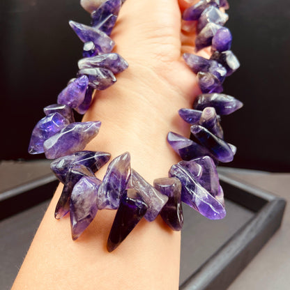 Natürliche Amethyst Rohstein Perlen für Boho Schmuckherstellung DIY Armband Halskette Heilstein Kristall Energie Bastelperlen lila