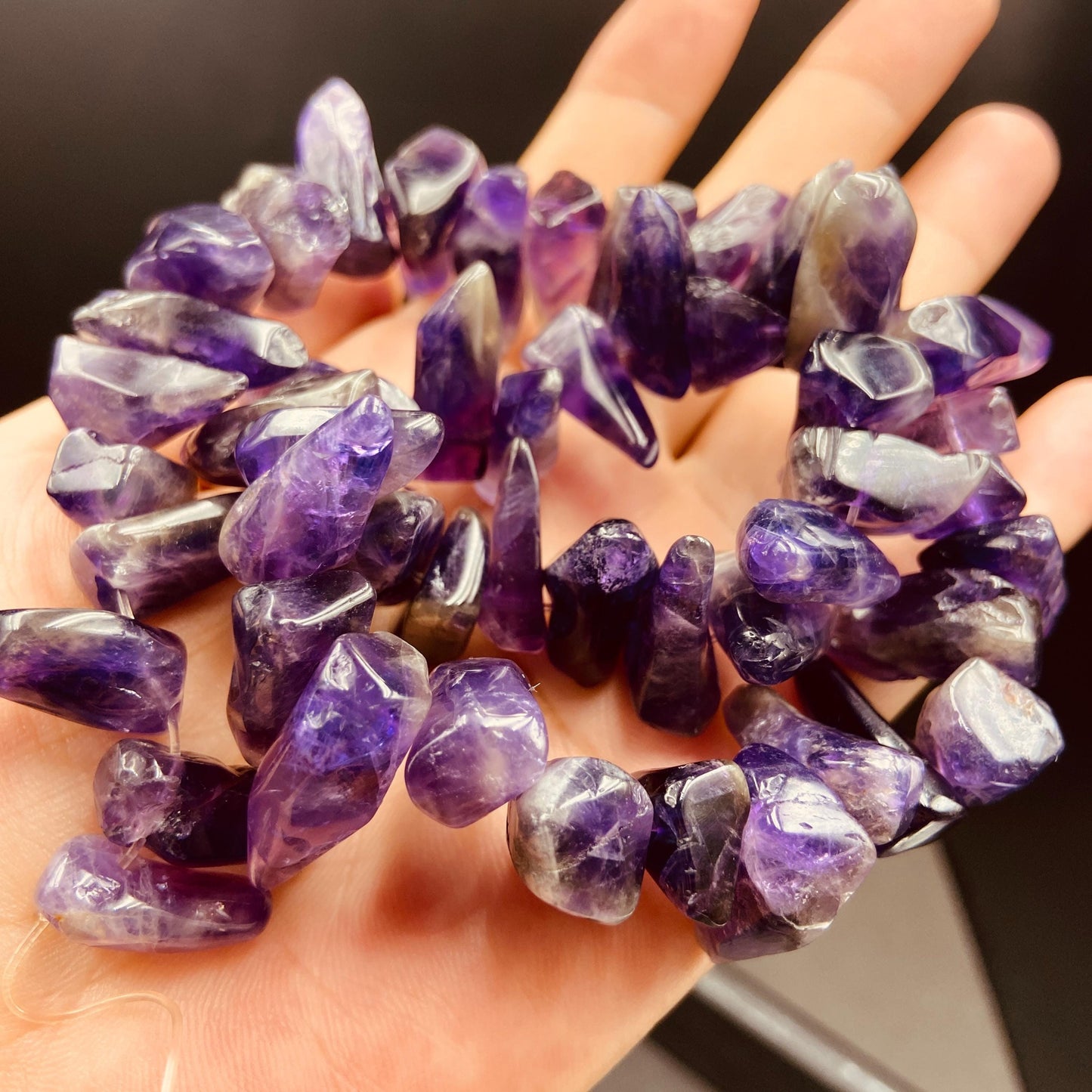 Natürliche Amethyst Rohstein Perlen für Boho Schmuckherstellung DIY Armband Halskette Heilstein Kristall Energie Bastelperlen lila