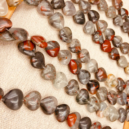 Natürliche Drachenblutstein Herzperlen für Boho Schmuckherstellung DIY Armband Halskette Heilstein Bastelperlen Geschenkidee Naturstein Mix