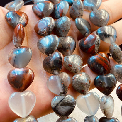 Natürliche Drachenblutstein Herzperlen für Boho Schmuckherstellung DIY Armband Halskette Heilstein Bastelperlen Geschenkidee Naturstein Mix