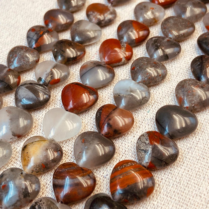 Natürliche Drachenblutstein Herzperlen für Boho Schmuckherstellung DIY Armband Halskette Heilstein Bastelperlen Geschenkidee Naturstein Mix