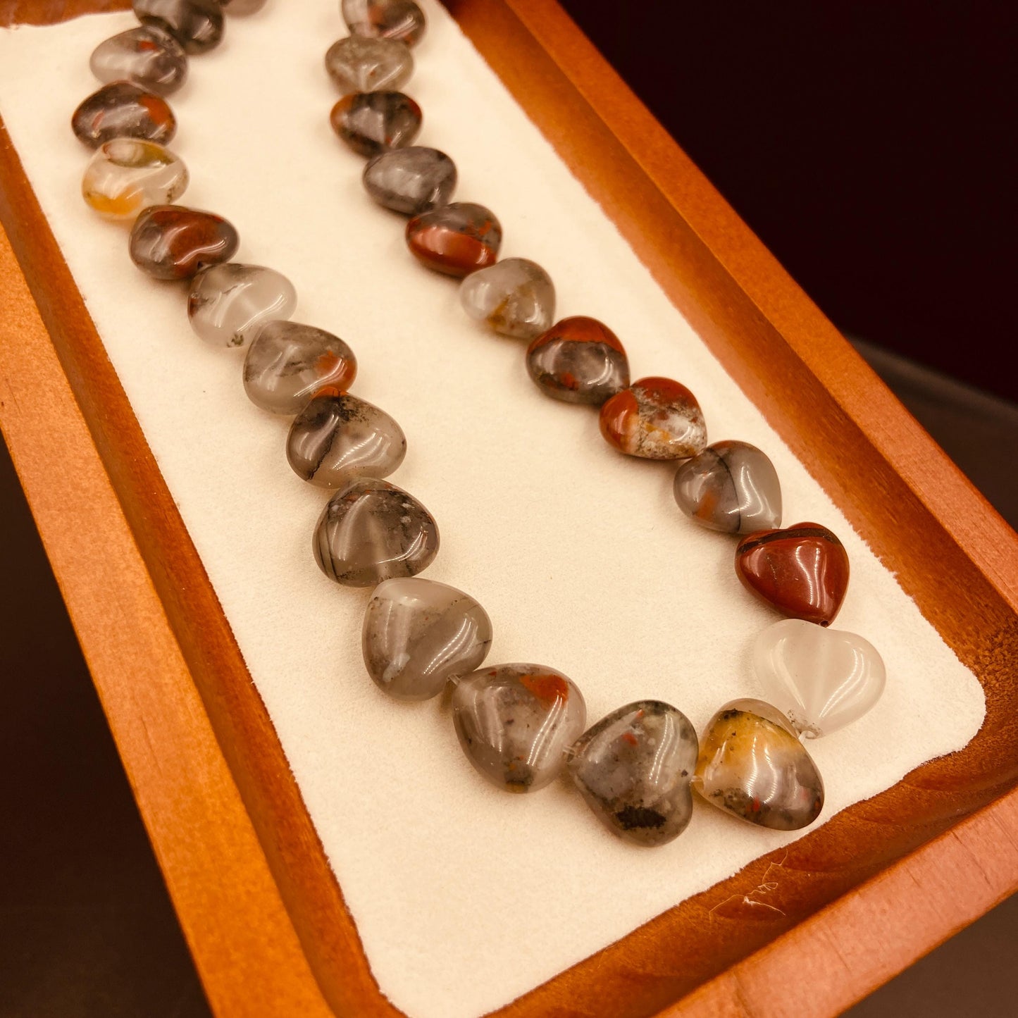 Natürliche Drachenblutstein Herzperlen für Boho Schmuckherstellung DIY Armband Halskette Heilstein Bastelperlen Geschenkidee Naturstein Mix