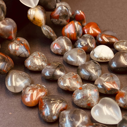 Natürliche Drachenblutstein Herzperlen für Boho Schmuckherstellung DIY Armband Halskette Heilstein Bastelperlen Geschenkidee Naturstein Mix