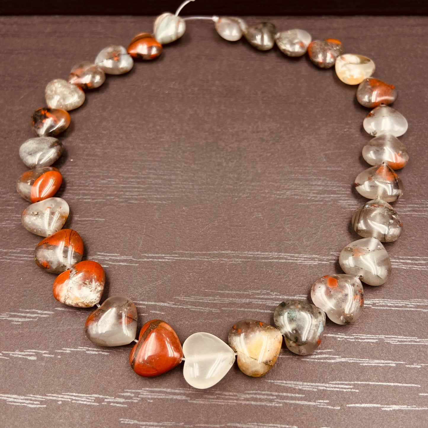 Natürliche Drachenblutstein Herzperlen für Boho Schmuckherstellung DIY Armband Halskette Heilstein Bastelperlen Geschenkidee Naturstein Mix