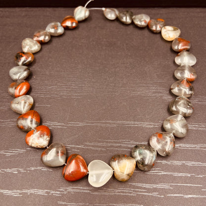 Natürliche Drachenblutstein Herzperlen für Boho Schmuckherstellung DIY Armband Halskette Heilstein Bastelperlen Geschenkidee Naturstein Mix