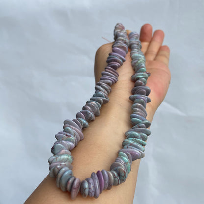 Rekonstituierte Türkis Perlen · Lila Scheibenstein für Schmuck DIY · Boho Naturstein Großlochperlen · 38cm Edelsteinstrang