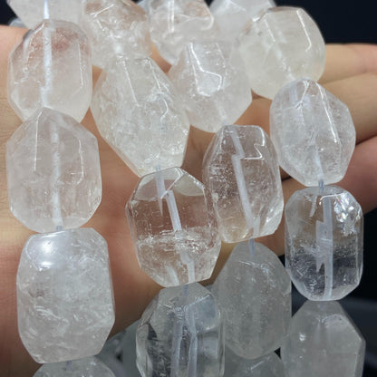 Facettierte Naturstein Perlen für Boho Schmuck DIY Projekte, Klarer Kristall für Heilstein Armband Kette Basteln 40cm Strang