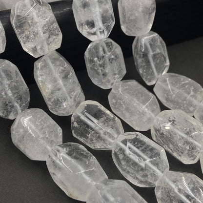 Facettierte Naturstein Perlen für Boho Schmuck DIY Projekte, Klarer Kristall für Heilstein Armband Kette Basteln 40cm Strang