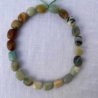 Boho Schmuckperlen für Armbänder Halsketten, Natürlicher Amazonit Edelstein, Bunte Nugget Perlenstrang für DIY Projekte