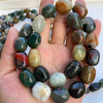 Bunte Natursteinperlen für Schmuckherstellung, Gemischte Achat und Amazonit Trommelsteine, Boho Chakra Nugget Strang für DIY Armbänder