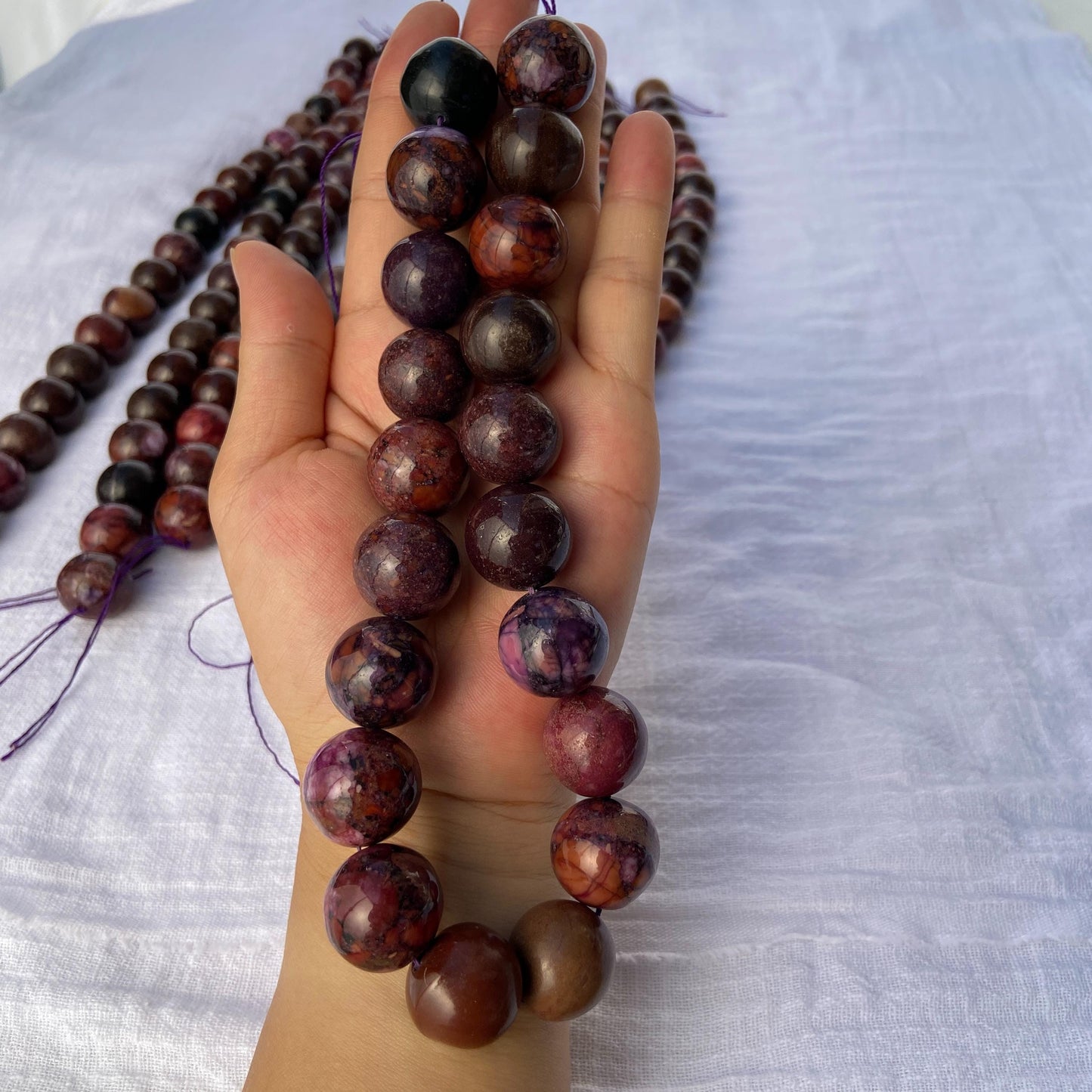 Natürliche Rote Jaspisperlen für Schmuckherstellung, Polierte Rundsteine, Boho Chakra Edelstein Strang für DIY Armbänder und Halsketten