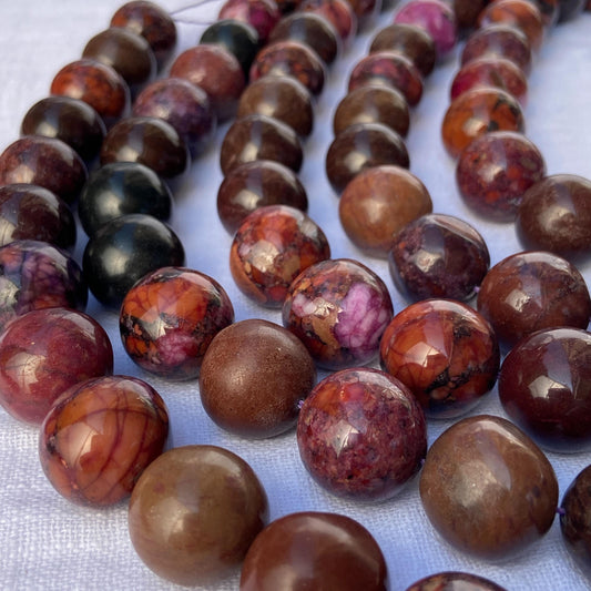 Natürliche Rote Jaspisperlen für Schmuckherstellung, Polierte Rundsteine, Boho Chakra Edelstein Strang für DIY Armbänder und Halsketten