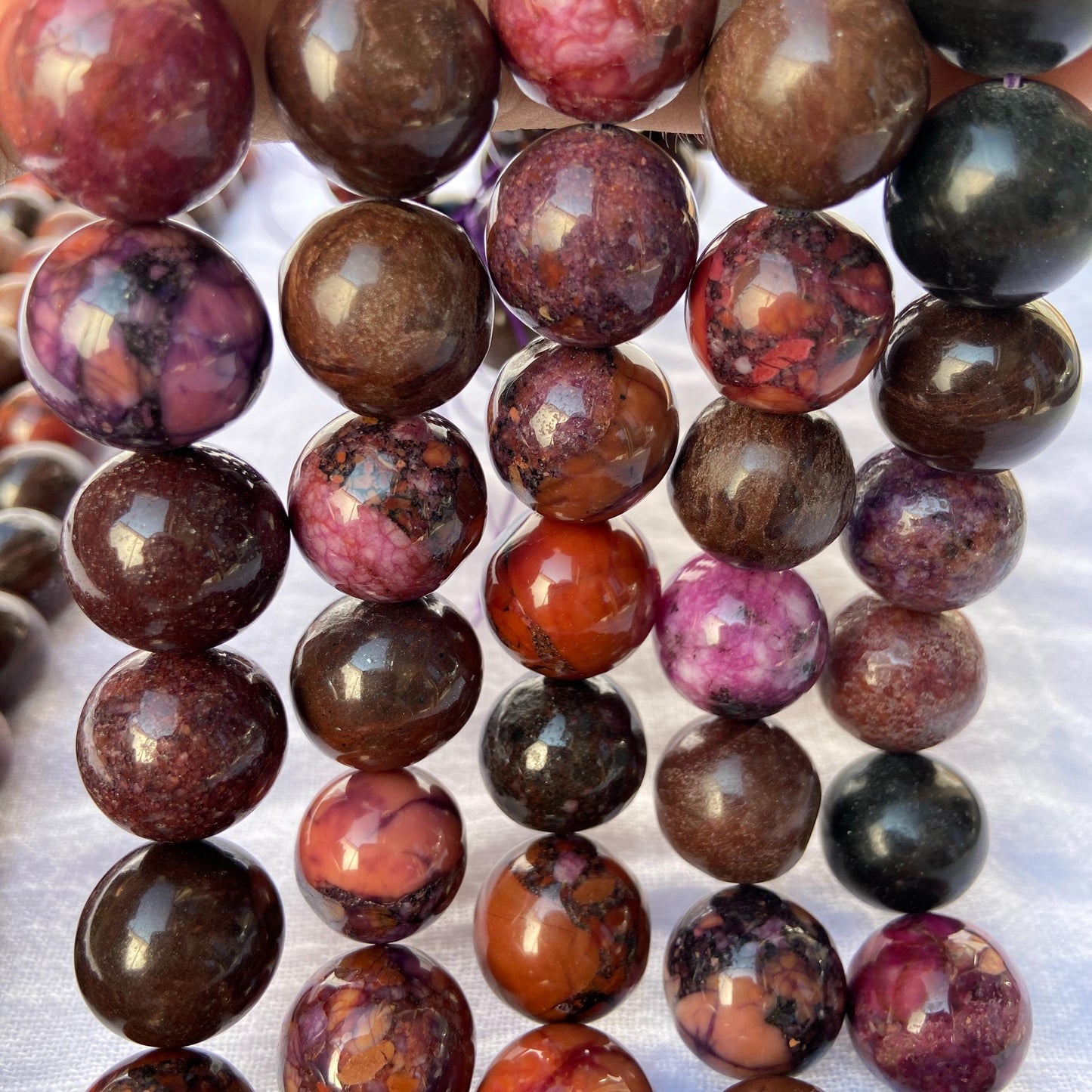 Natürliche Rote Jaspisperlen für Schmuckherstellung, Polierte Rundsteine, Boho Chakra Edelstein Strang für DIY Armbänder und Halsketten