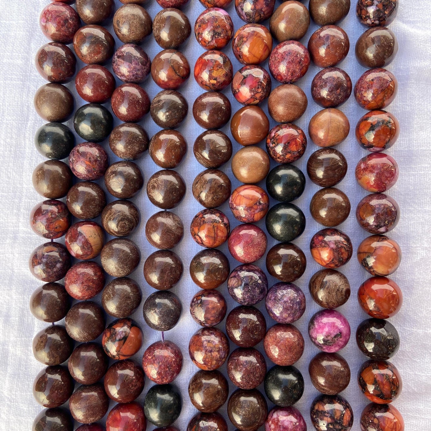 Natürliche Rote Jaspisperlen für Schmuckherstellung, Polierte Rundsteine, Boho Chakra Edelstein Strang für DIY Armbänder und Halsketten