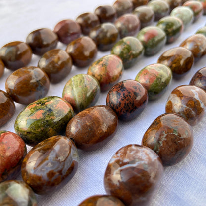 Natürliche indische Achat Edelsteinperlen für DIY Schmuck – Große polierte Nugget Ovalperlen in Erdtönen für Armband & Halskettenherstellung