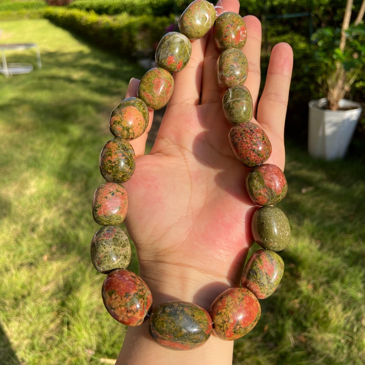 Natürliche indische Achat Edelsteinperlen für DIY Schmuck – Große polierte Nugget Ovalperlen in Erdtönen für Armband & Halskettenherstellung