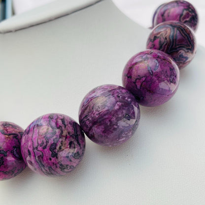 Große Charoit Perlen lila Naturstein rund poliert DIY Schmuckperlen für Armbänder Ketten Hauptperle Heilstein 24mm