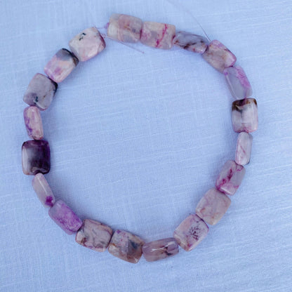 Natürliche lila Achat Rechteck-Perlen für Schmuckherstellung, polierte Edelsteinperlen, DIY Boho Stil, für Halsketten & Armbänder