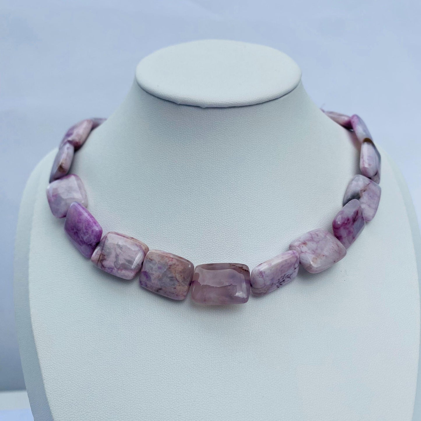 Natürliche lila Achat Rechteck-Perlen für Schmuckherstellung, polierte Edelsteinperlen, DIY Boho Stil, für Halsketten & Armbänder