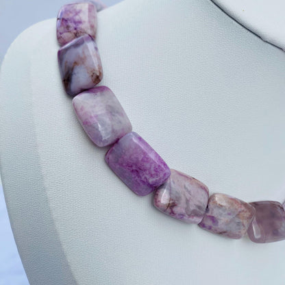 Natürliche lila Achat Rechteck-Perlen für Schmuckherstellung, polierte Edelsteinperlen, DIY Boho Stil, für Halsketten & Armbänder