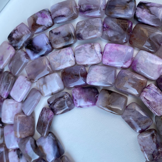 Natürliche lila Achat Rechteck-Perlen für Schmuckherstellung, polierte Edelsteinperlen, DIY Boho Stil, für Halsketten & Armbänder