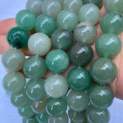 Grüne Aventurin Perlen für DIY Schmuckherstellung – Natürliche Heilsteine in rundem Schliff, poliert, für Armband & Mala Ketten Projekte