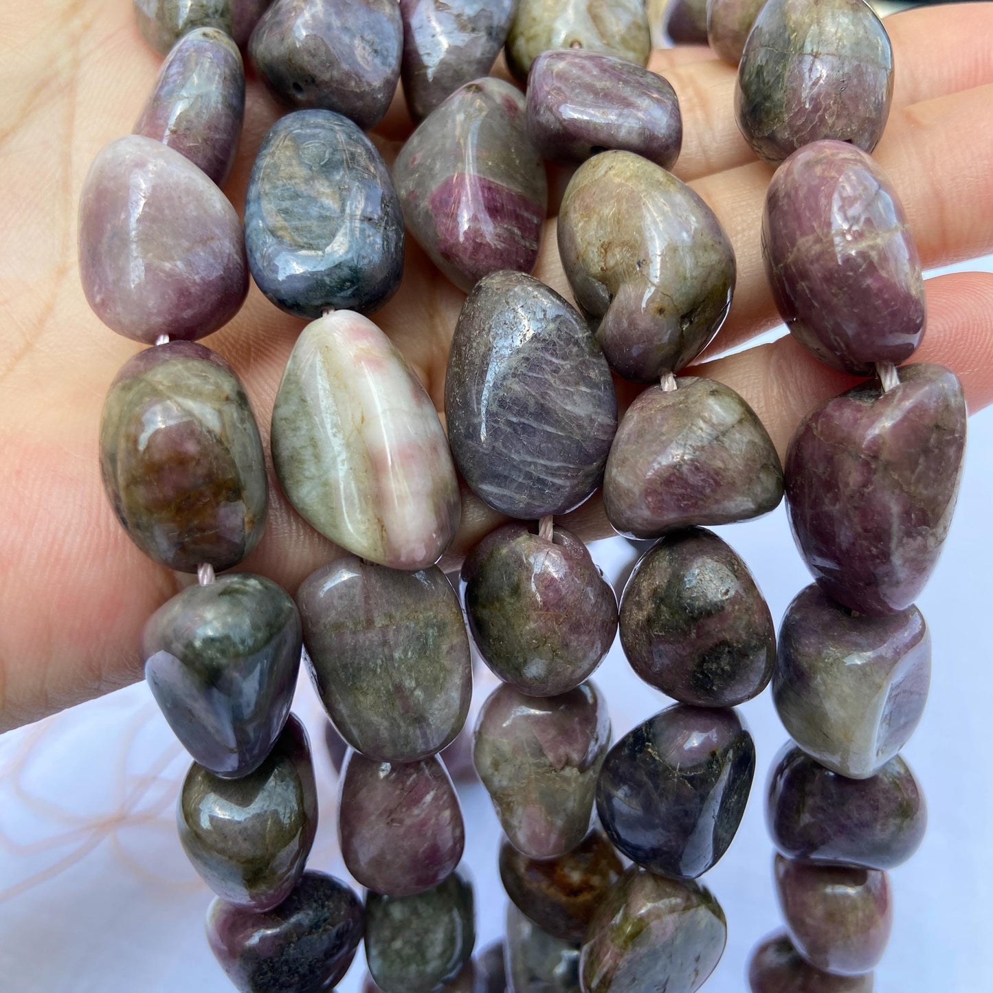 Natürliche Turmalin Nuggets für Schmuckherstellung – Mehrfarbige rohe Edelsteinperlen, Heilsteine, DIY Mala Kette, Freeform Beads 38cm