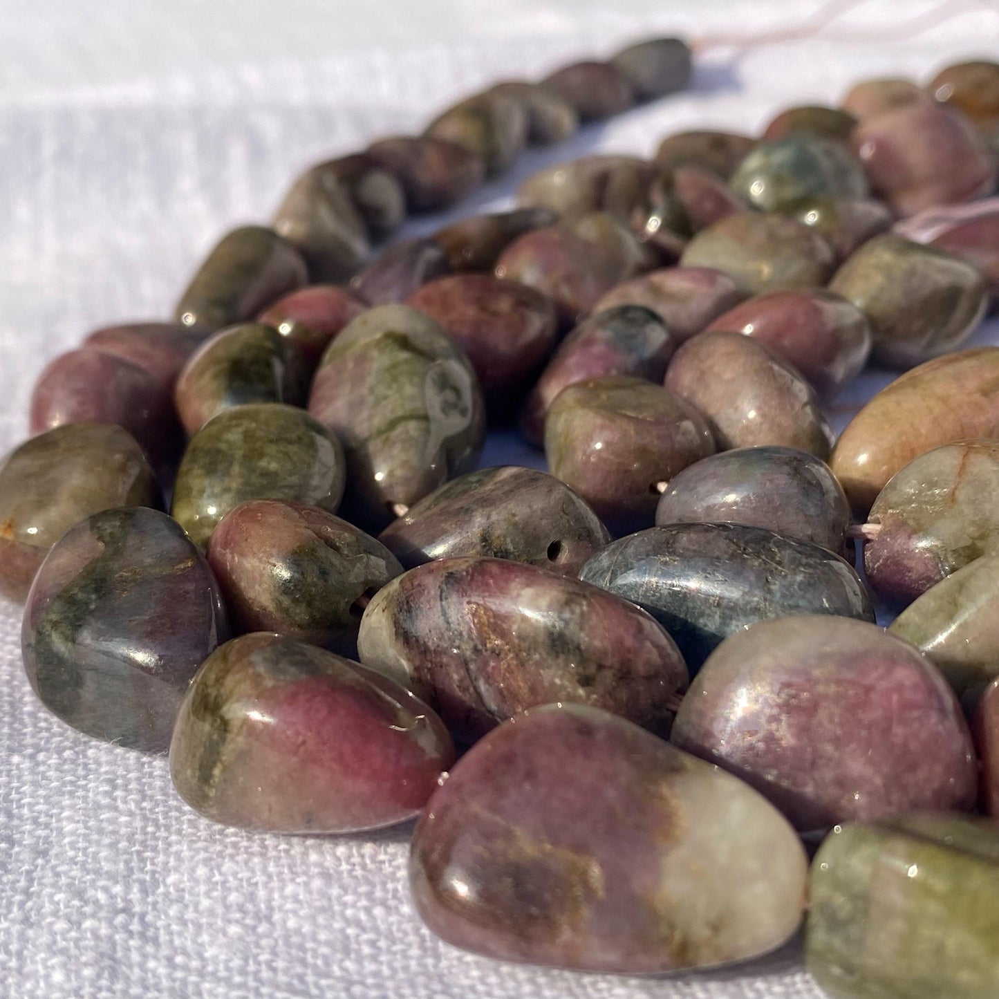 Natürliche Turmalin Nuggets für Schmuckherstellung – Mehrfarbige rohe Edelsteinperlen, Heilsteine, DIY Mala Kette, Freeform Beads 38cm