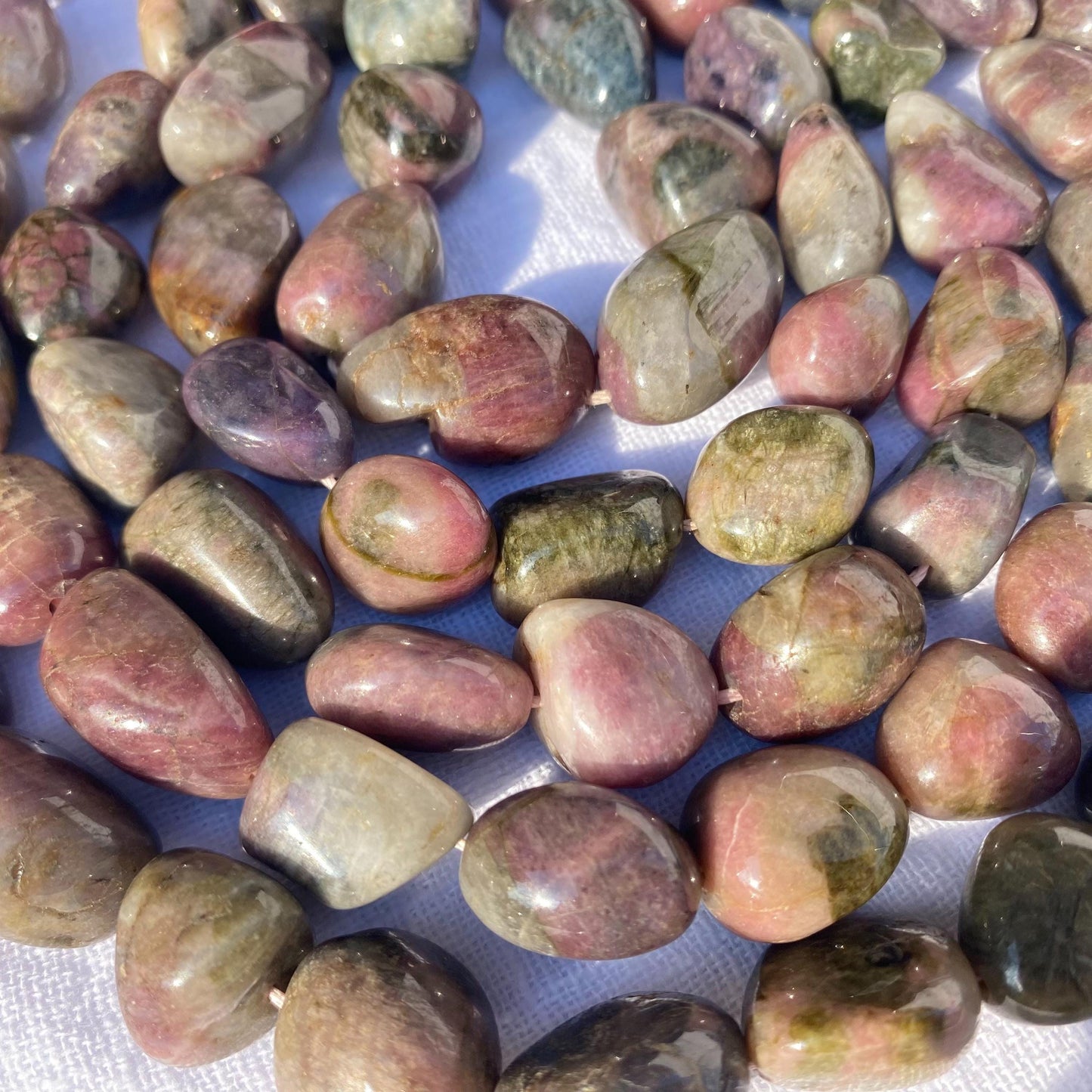 Natürliche Turmalin Nuggets für Schmuckherstellung – Mehrfarbige rohe Edelsteinperlen, Heilsteine, DIY Mala Kette, Freeform Beads 38cm