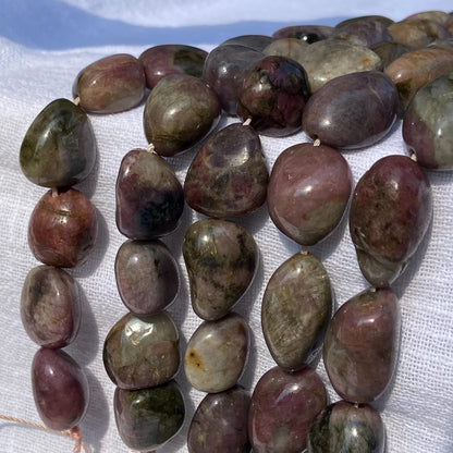 Natürliche Turmalin Nuggets für Schmuckherstellung – Mehrfarbige rohe Edelsteinperlen, Heilsteine, DIY Mala Kette, Freeform Beads 38cm