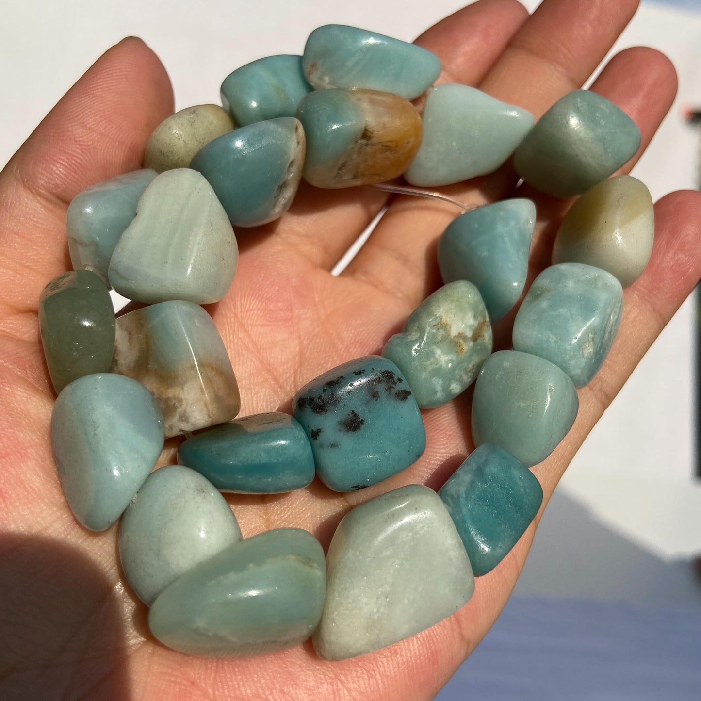 Chunky Amazonit Nugget Perlen in sanftem Türkisgrün für DIY Schmuckherstellung, natürliche Edelsteinperlen im Boho Stil, ca. 38cm Strang
