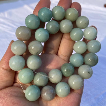 Natürliche grüne Jade Perlenkette für DIY Schmuckherstellung, polierte runde Edelsteinperlen für Mala Armband oder Halskette Projekte