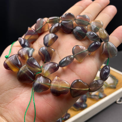 Regenbogenfarbene Naturstein Herzperlen für Boho Schmuck DIY Heilstein Armband Spiritueller Kristall Energieperlen aus Russland