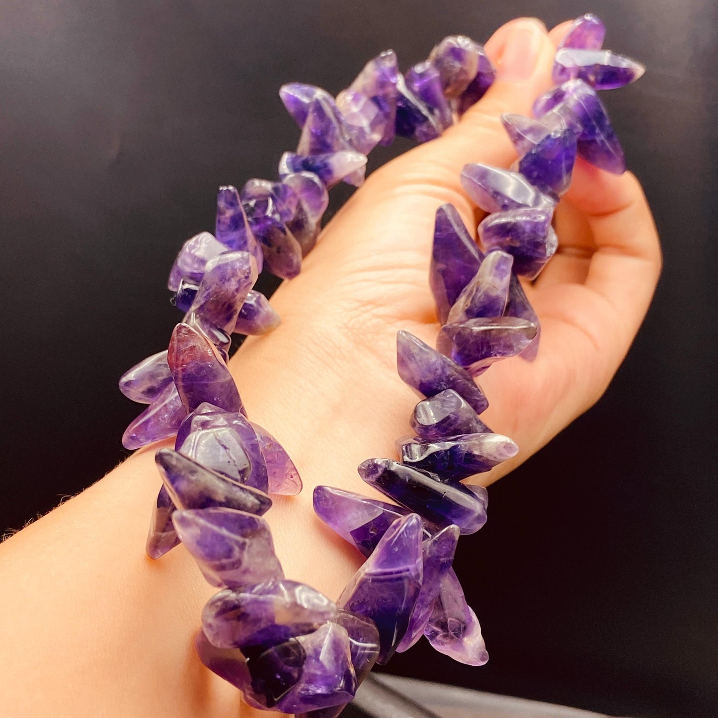 Natürliche Amethyst Rohstein Perlen für Boho Schmuckherstellung DIY Armband Halskette Heilstein Kristall Energie Bastelperlen lila