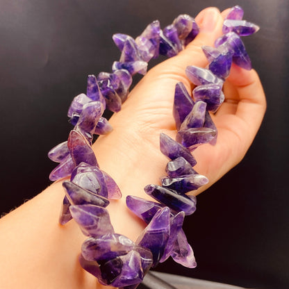 Natürliche Amethyst Rohstein Perlen für Boho Schmuckherstellung DIY Armband Halskette Heilstein Kristall Energie Bastelperlen lila