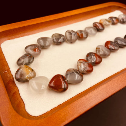 Natürliche Drachenblutstein Herzperlen für Boho Schmuckherstellung DIY Armband Halskette Heilstein Bastelperlen Geschenkidee Naturstein Mix