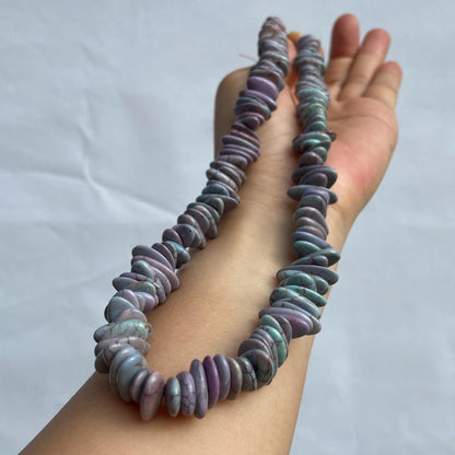 Rekonstituierte Türkis Perlen · Lila Scheibenstein für Schmuck DIY · Boho Naturstein Großlochperlen · 38cm Edelsteinstrang