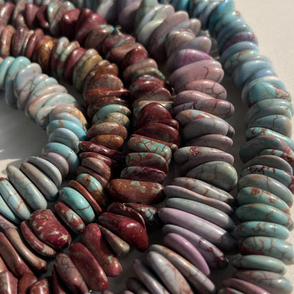 Rekonstituierte Türkis Perlen · Lila Scheibenstein für Schmuck DIY · Boho Naturstein Großlochperlen · 38cm Edelsteinstrang