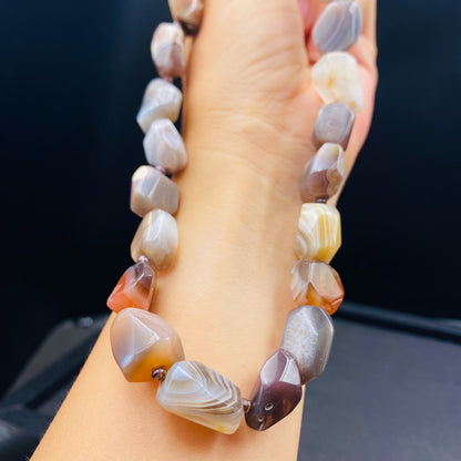 Natürliche Achatperlen in Freiform für Schmuckherstellung, Boho DIY Edelstein Perlen Strang, Heilstein Bastelperlen für Armband oder Kette