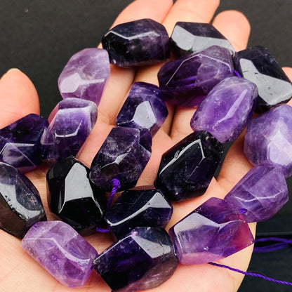 Uruguay Amethyst Nuggets Tiefviolett Große 16–20mm Unregelmäßiger Schliff Edelstein Perlen mit Loch für DIY Schmuck