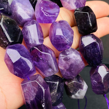 Uruguay Amethyst Nuggets Tiefviolett Große 16–20mm Unregelmäßiger Schliff Edelstein Perlen mit Loch für DIY Schmuck
