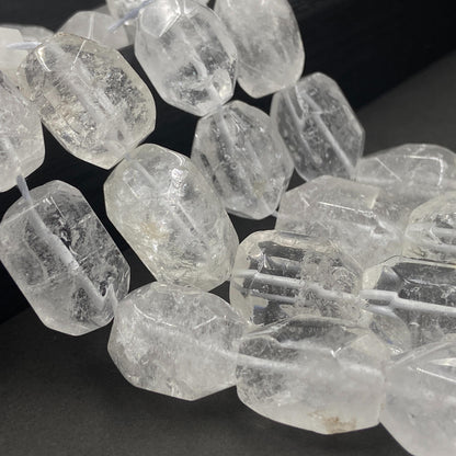 Facettierte Naturstein Perlen für Boho Schmuck DIY Projekte, Klarer Kristall für Heilstein Armband Kette Basteln 40cm Strang