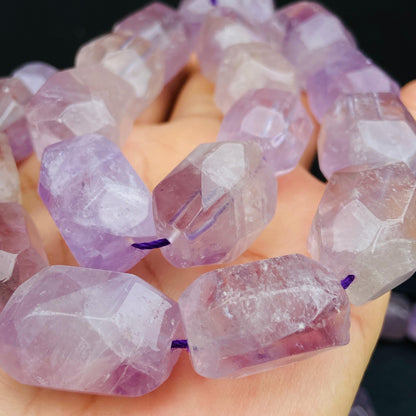 Natürliche Amethyst Perlen Nuggets, lila Kristall Steine für Schmuckherstellung, Boho DIY Bastelperlen, facettierte Edelsteine Strang