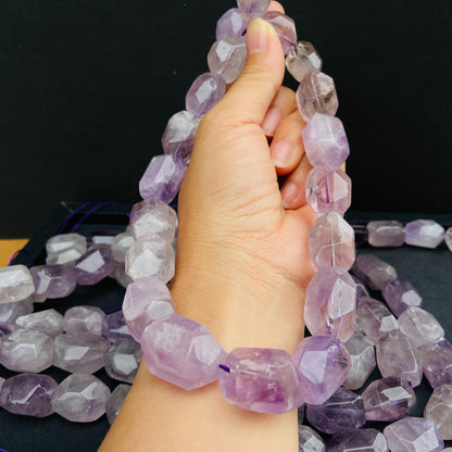 Natürliche Amethyst Perlen Nuggets, lila Kristall Steine für Schmuckherstellung, Boho DIY Bastelperlen, facettierte Edelsteine Strang