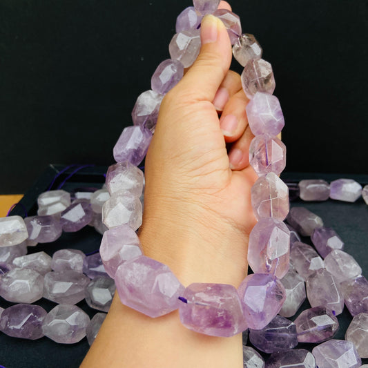 Natürliche Amethyst Perlen Nuggets, lila Kristall Steine für Schmuckherstellung, Boho DIY Bastelperlen, facettierte Edelsteine Strang